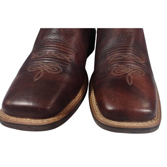 Ariat Women's Round Up Wide Square Toe Western Boot Sz 7.5 B Brown Leather Blue - Picture 4 of 8